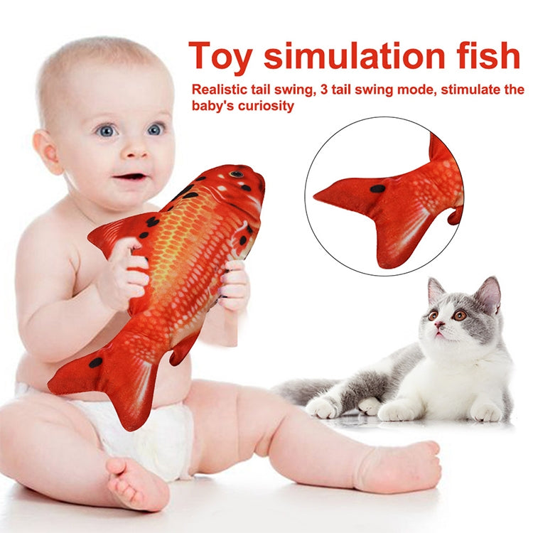 USB Charging Pet Simulation Fish Electric Cat Interactive Toy, Size：30cn, Size: 30cm (Black Grass Carp), Size: 30cm (Salmon), Size: 30cm (Yellow Carp), Size: 30cm (Silver Dragon Fish), Size: 30cm (Clownfish), Size: 30cm (Golden Dragon)                 ...