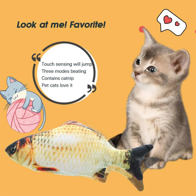 USB Charging Pet Simulation Fish Electric Cat Interactive Toy, Size：30cn, Size: 30cm (Black Grass Carp), Size: 30cm (Salmon), Size: 30cm (Yellow Carp), Size: 30cm (Silver Dragon Fish), Size: 30cm (Clownfish), Size: 30cm (Golden Dragon)                 ...