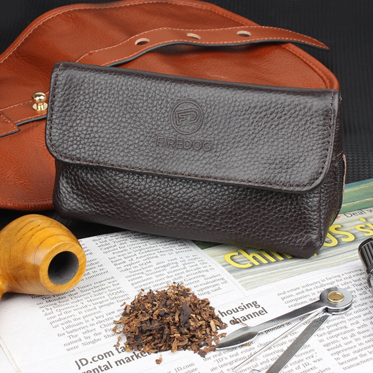 FIREDOG CL07 Portable Handcrafted Cowhide Double Pipe Bag