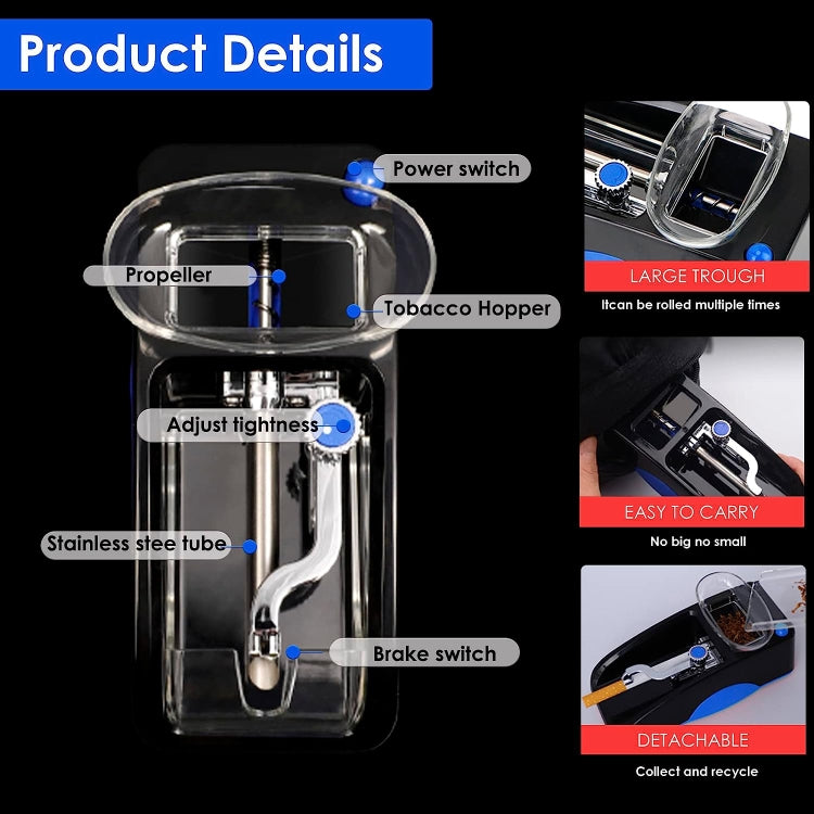 Automatic Electric Cigarette Rolling Machine Cigarette Injector Maker, Diameter: 6.5mm, EU Plug, US Plug