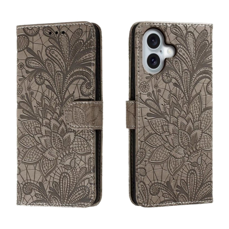 Lace Flower Embossing Flip Leather Phone Case, For iPhone 16, For iPhone 15 Pro Max, For iPhone 15 Pro, For iPhone 15 Plus, For iPhone 15