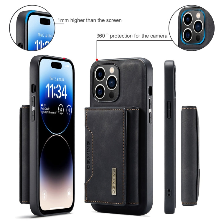 DG.MING M2 Series 3-Fold Card Bag Wallet Leather Phone Case, For iPhone 15 Pro Max, For iPhone 15 Pro, For iPhone 15 Plus, For iPhone 15