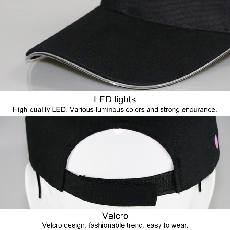 LED Luminous Baseball Cap Male Outdoor Fluorescent Sunhat, Style: Battery, Black Hat Red Light, Black Hat Orange Light, Black  Hat Yellow Light, Black Hat Green Light, Black Hat Pink Light, White Hat Red Light, White Hat Orange Light                   ...