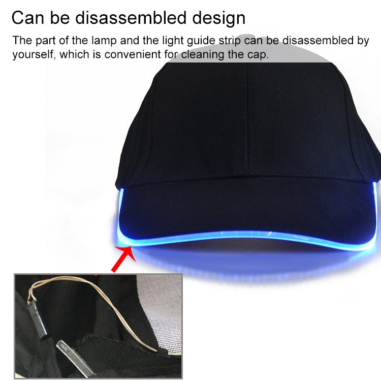 LED Luminous Baseball Cap Male Outdoor Fluorescent Sunhat, Style: Battery, Black Hat Red Light, Black Hat Orange Light, Black  Hat Yellow Light, Black Hat Green Light, Black Hat Pink Light, White Hat Red Light, White Hat Orange Light                   ...