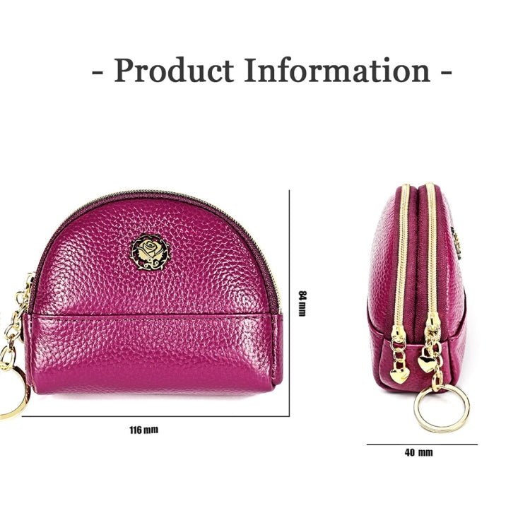 2027 Lady Leather Zipper Wallet Purse Double-pocket Little Shell Bag