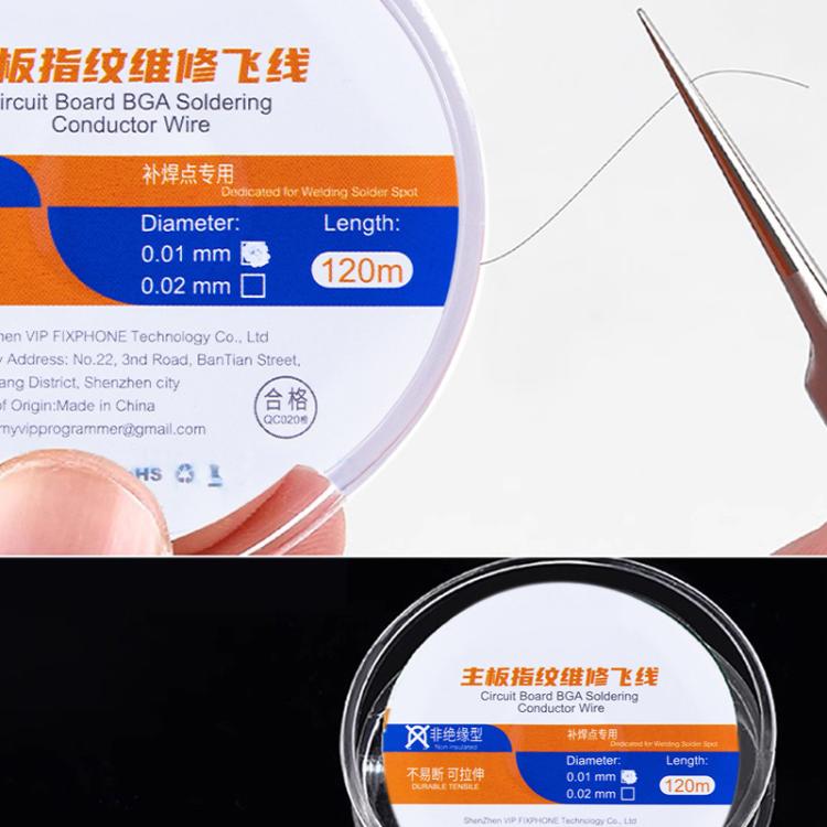 120m Circuit Board BGA Soldering Conductor Wire, Non Insulation Type 0.01mm, Non Insulation Type 0.02mm, Non Insulation Type 0.008mm