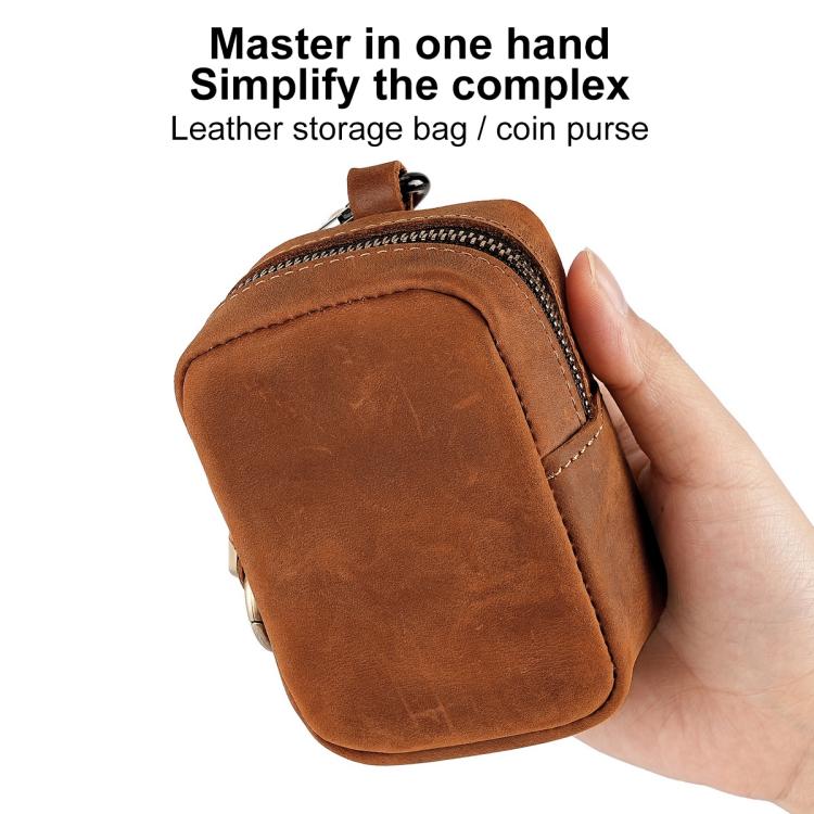 Crazy Horse Genuine Leather Outdoor Sports Waist Pouch Coin Purse