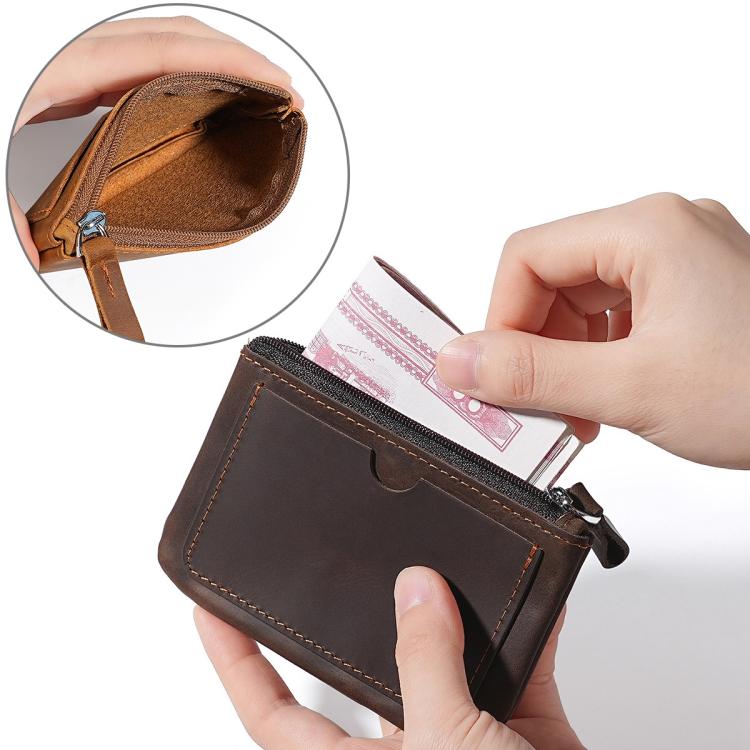 Retro Crazy Horse Genuine Leather Unisex Wallet Small Coin Purse
