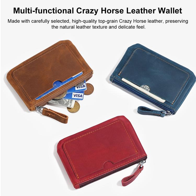 Retro Crazy Horse Genuine Leather Unisex Wallet Small Coin Purse
