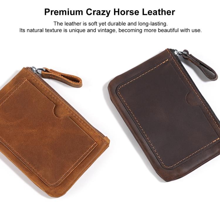 Retro Crazy Horse Genuine Leather Unisex Wallet Small Coin Purse