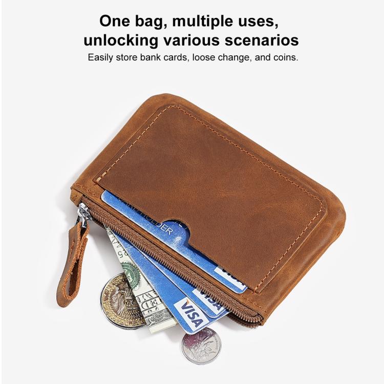 Retro Crazy Horse Genuine Leather Unisex Wallet Small Coin Purse