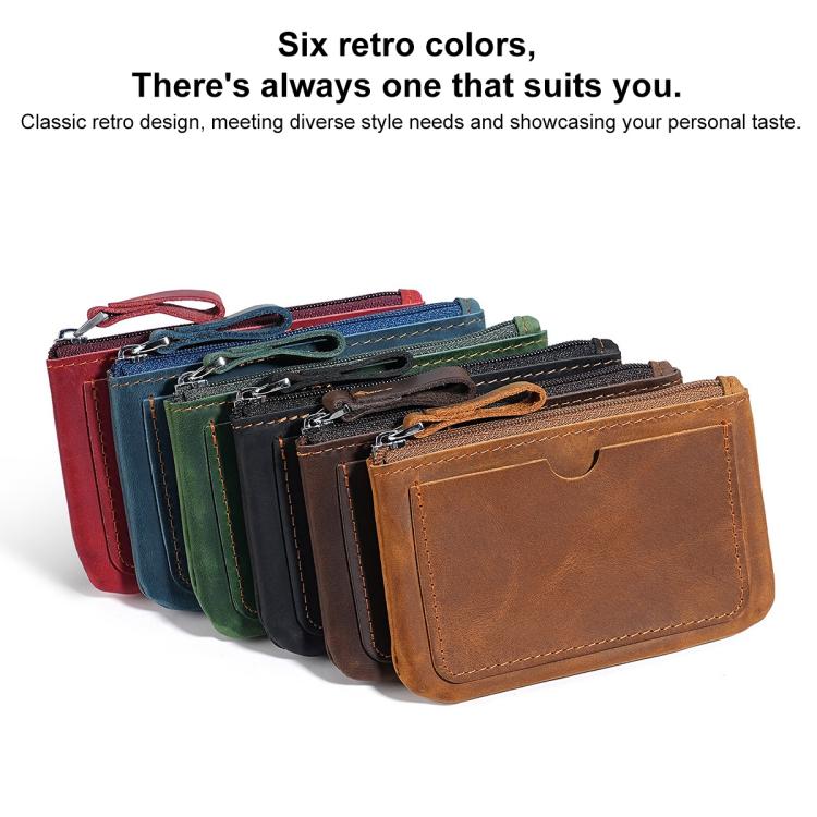 Retro Crazy Horse Genuine Leather Unisex Wallet Small Coin Purse