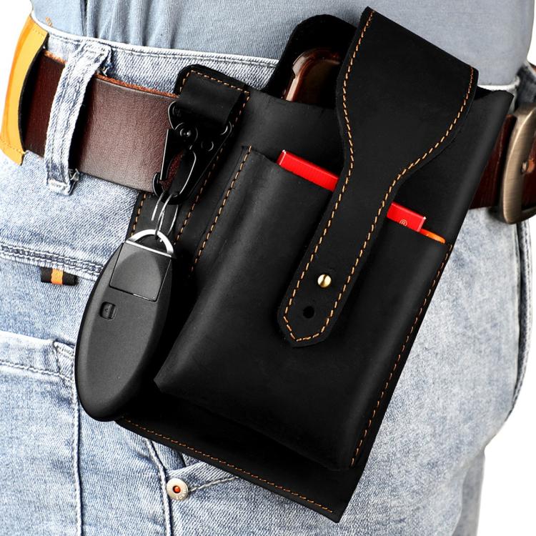 Vintage Genuine Leather Men Waist Bag Outdoor Sports Mobile Phone Belt Pouch