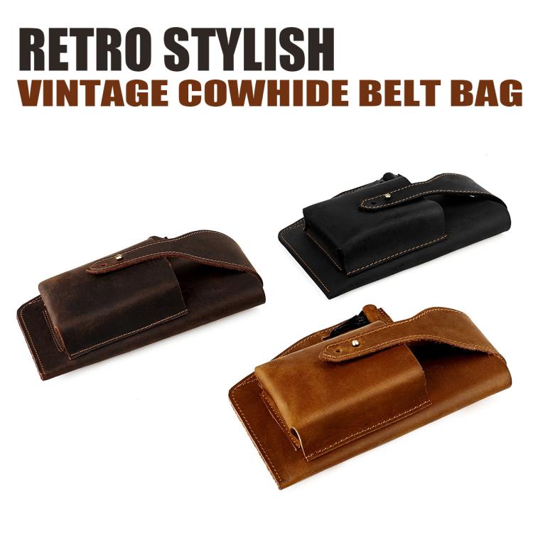 Vintage Genuine Leather Men Waist Bag Outdoor Sports Mobile Phone Belt Pouch