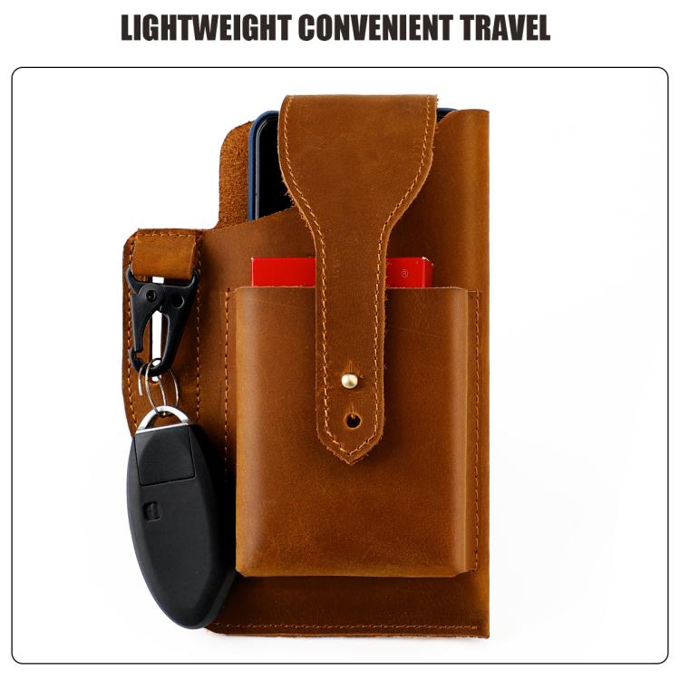 Vintage Genuine Leather Men Waist Bag Outdoor Sports Mobile Phone Belt Pouch