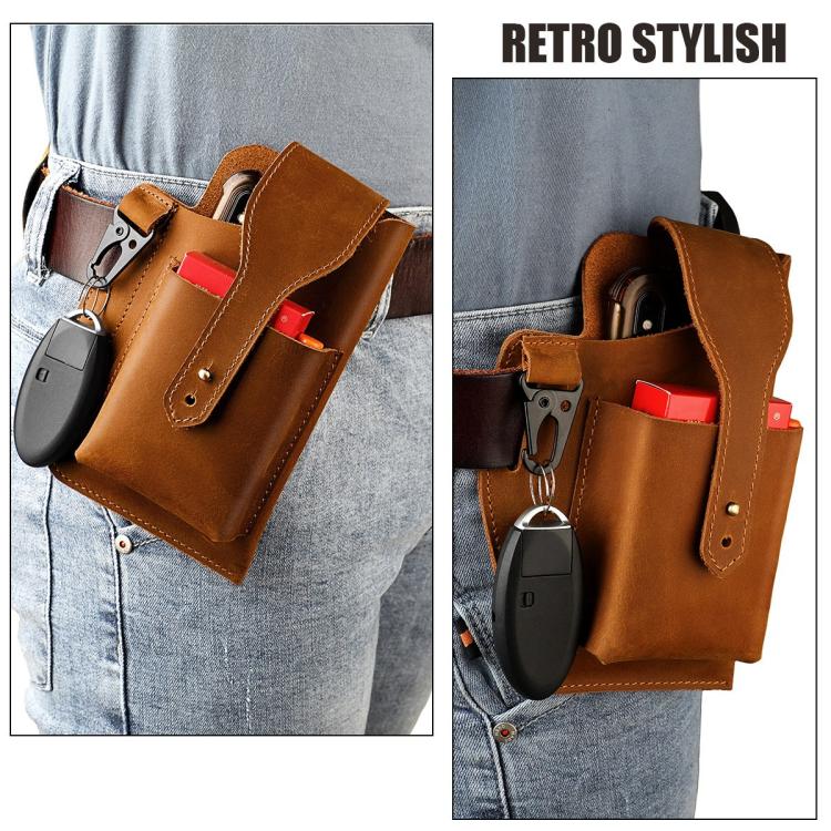 Vintage Genuine Leather Men Waist Bag Outdoor Sports Mobile Phone Belt Pouch