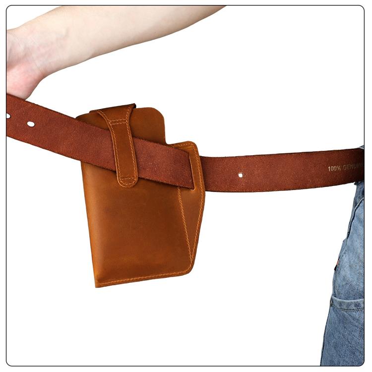 Vintage Genuine Leather Men Waist Bag Outdoor Sports Mobile Phone Belt Pouch