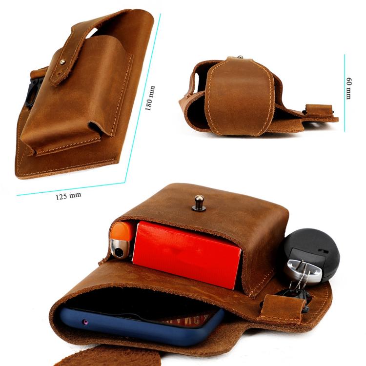 Vintage Genuine Leather Men Waist Bag Outdoor Sports Mobile Phone Belt Pouch