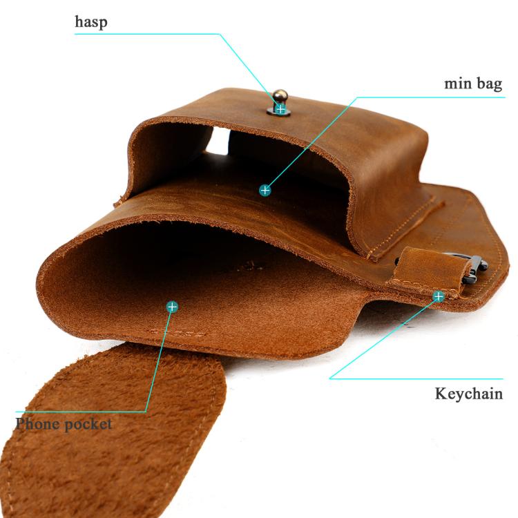 Vintage Genuine Leather Men Waist Bag Outdoor Sports Mobile Phone Belt Pouch