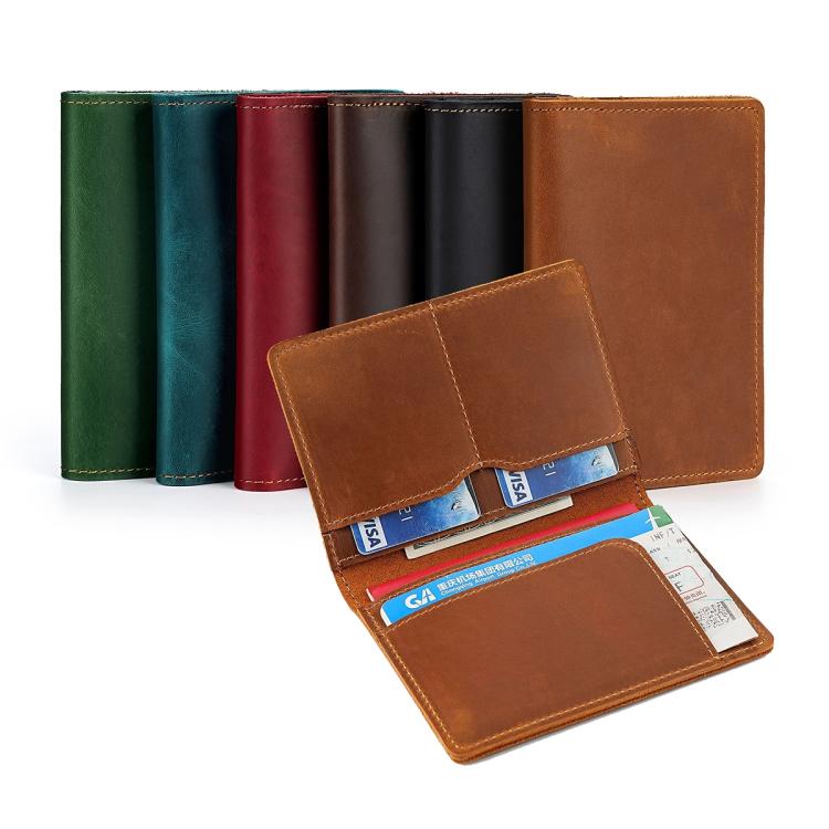 Vintage Genuine Leather Passport Holder Simple Card Bag Wallet