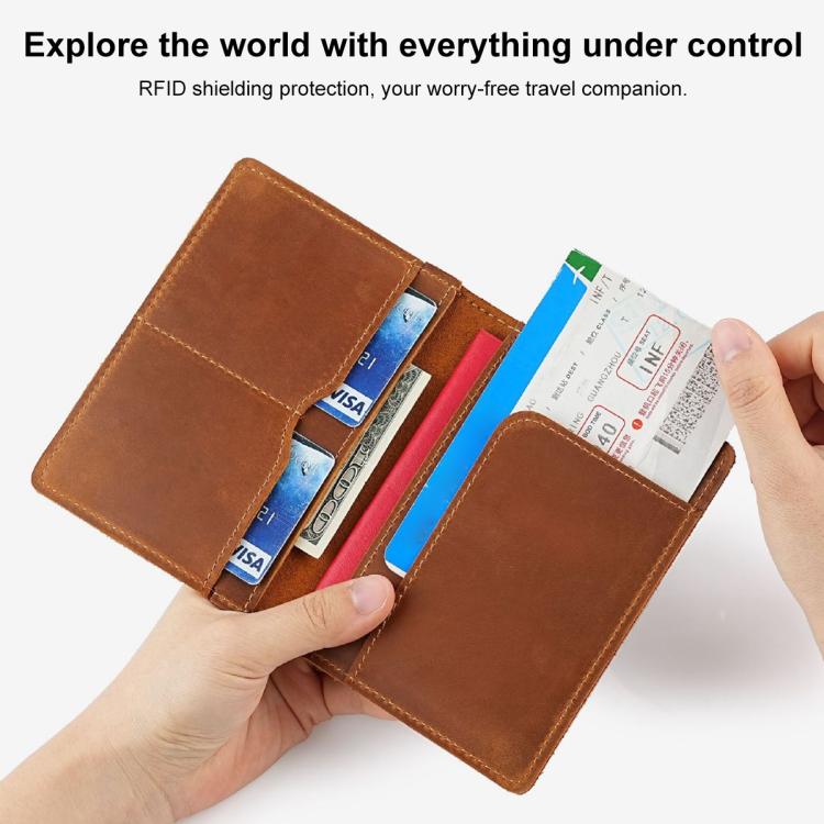 Vintage Genuine Leather Passport Holder Simple Card Bag Wallet