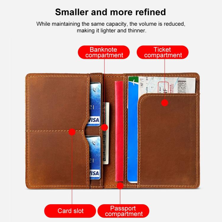 Vintage Genuine Leather Passport Holder Simple Card Bag Wallet
