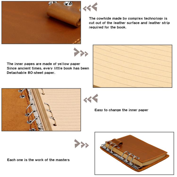 Vintage Genuine Leather Notebook Detachable Loose-Leaf Travel Account Book