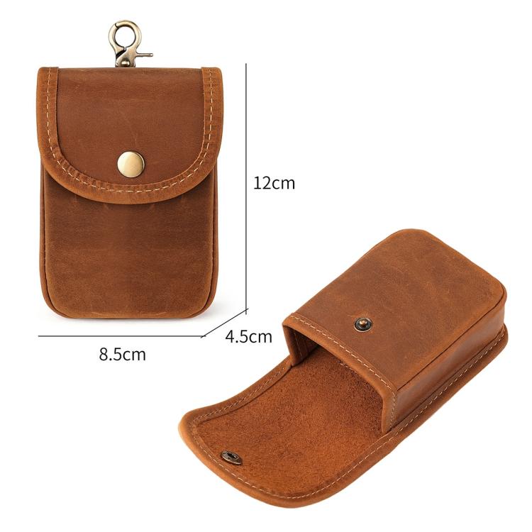 Vintage Genuine Leather Men Small Waist Bag Cigarette Case Keys Coin Purse