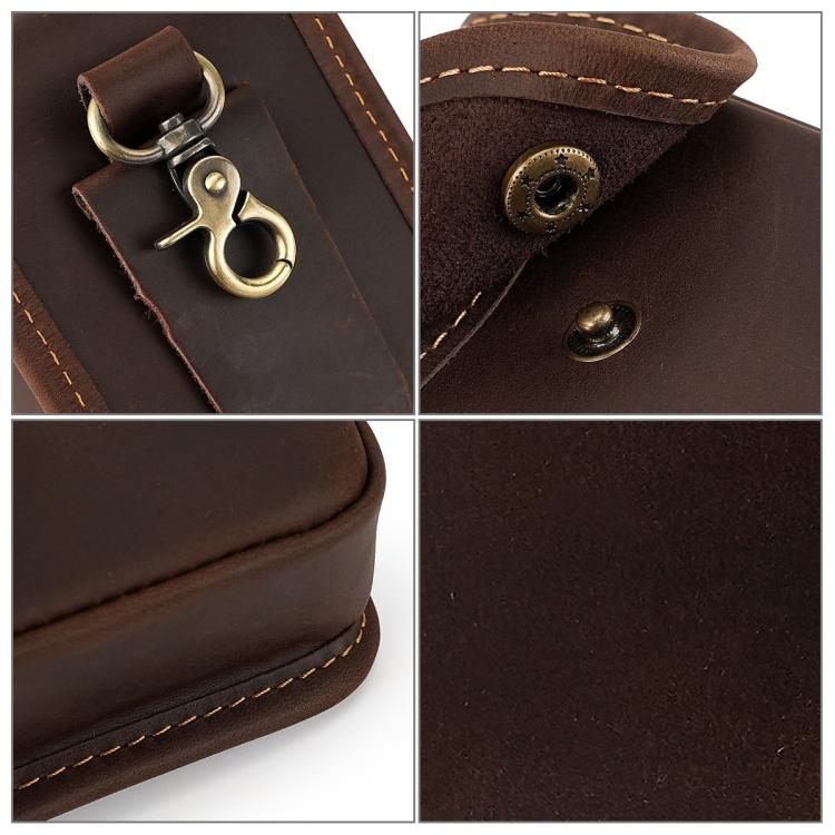 Vintage Genuine Leather Men Small Waist Bag Cigarette Case Keys Coin Purse
