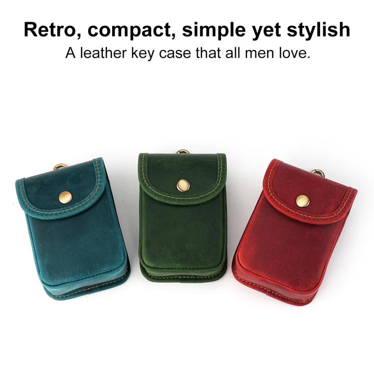 Vintage Genuine Leather Men Small Waist Bag Cigarette Case Keys Coin Purse