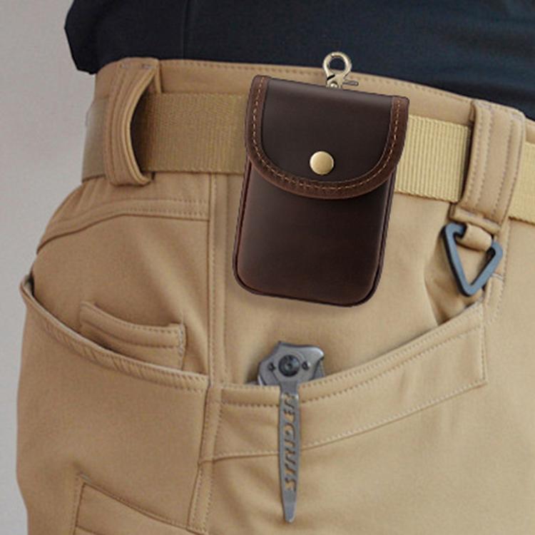 Vintage Genuine Leather Men Small Waist Bag Cigarette Case Keys Coin Purse