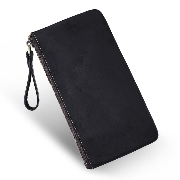 Vintage Genuine Leather Large Capacity Clutch Bag Phone Organizer Wallet Pen Case