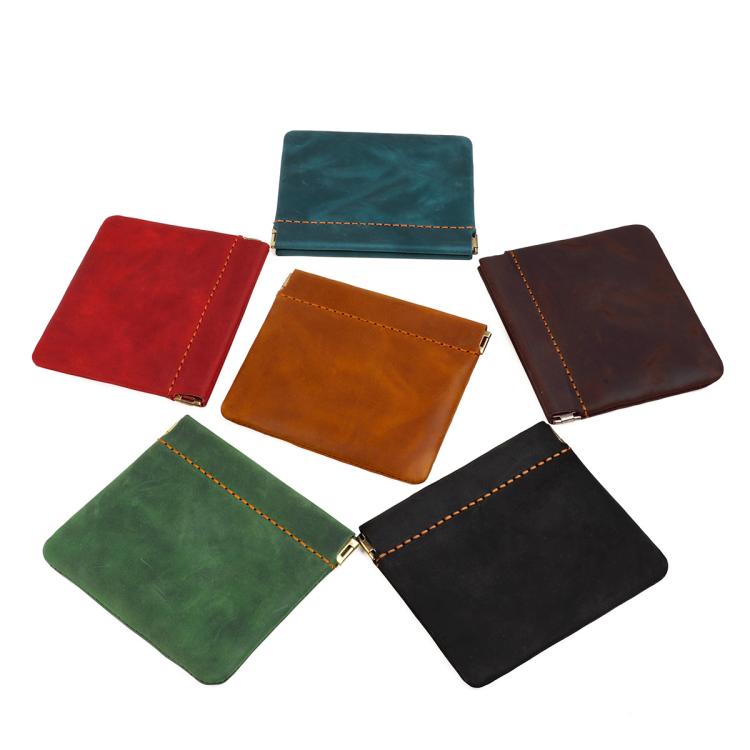 Vintage Crazy Horse Genuine Leather Coin Purse Lipstick Car Key Storage Bag
