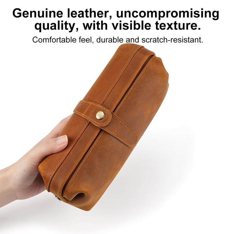 Vintage Genuine Leather Large Capacity Clutch Bag Cosmetics Antique Storage Bag