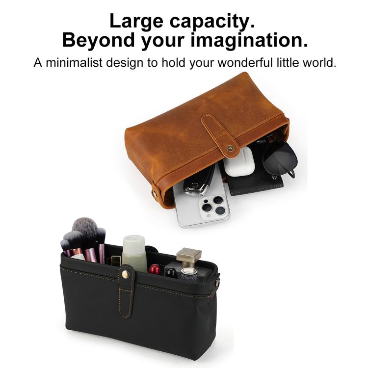 Vintage Genuine Leather Large Capacity Clutch Bag Cosmetics Antique Storage Bag