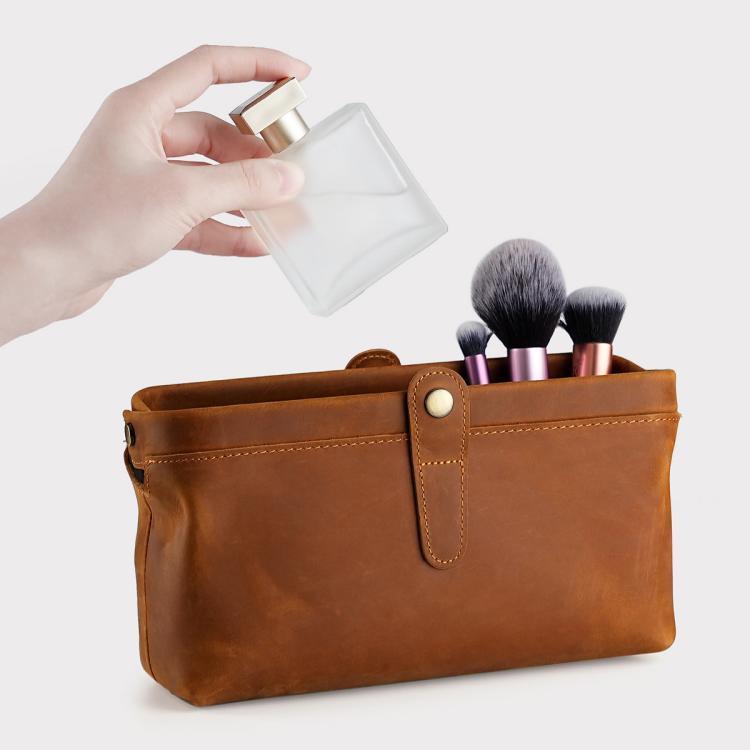 Vintage Genuine Leather Large Capacity Clutch Bag Cosmetics Antique Storage Bag