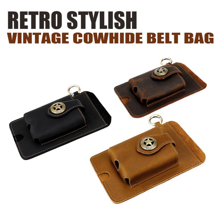 Vintage Genuine Leather Men Waist Bag Outdoor Work Mobile Phone Belt Pouch