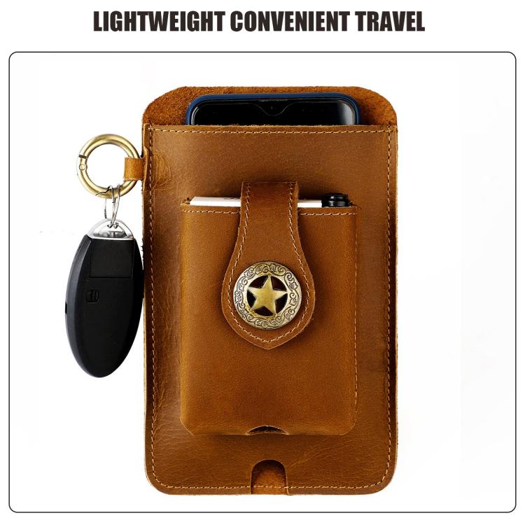 Vintage Genuine Leather Men Waist Bag Outdoor Work Mobile Phone Belt Pouch