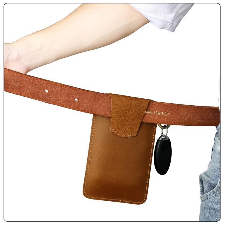 Vintage Genuine Leather Men Waist Bag Outdoor Work Mobile Phone Belt Pouch