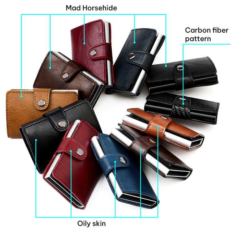 KB238 Oil Wax Texture RFID Aluminum Alloy Multi-card Wallet