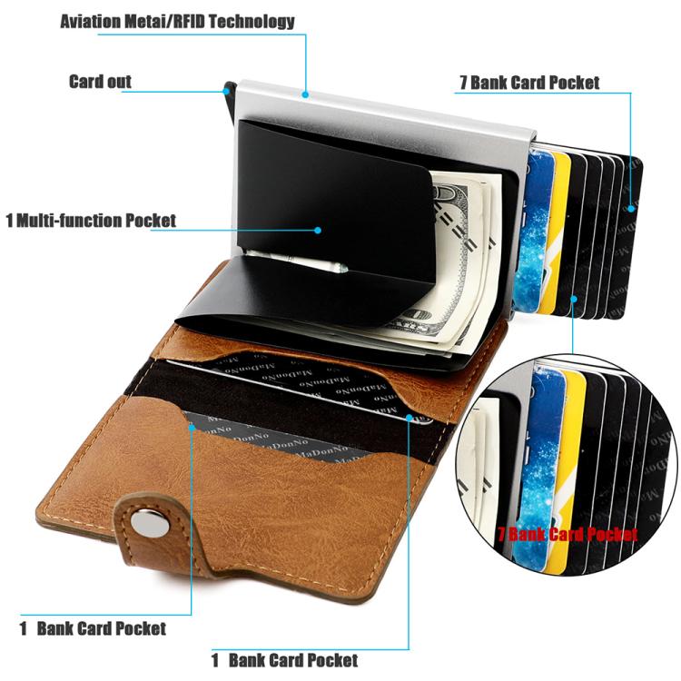 KB238 Oil Wax Texture RFID Aluminum Alloy Multi-card Wallet
