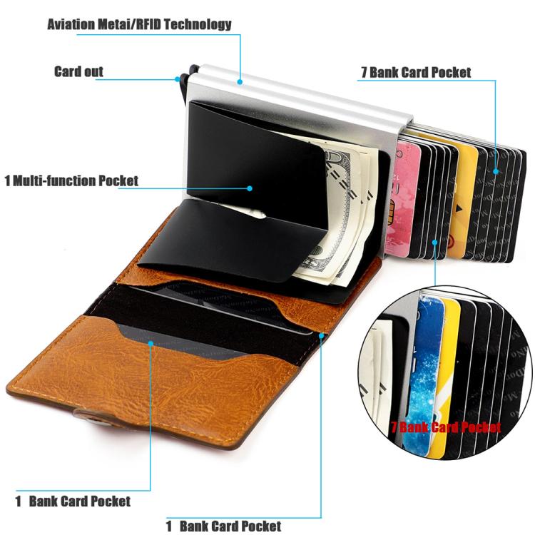 KB251 Oil Wax Texture Double Layer Aluminum Alloy RFID Card Bag