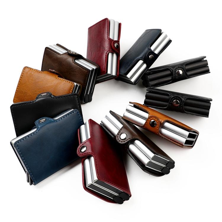 KB252 Crazy Horse Texture Double Layer Aluminum Alloy RFID Card Bag