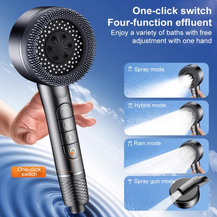 Multifunctional 4-Mode Powerful Turbocharged Water Purification Shower Head with One Button Water Stop Switch