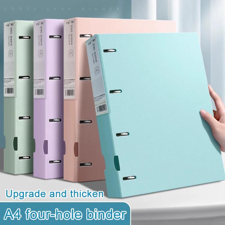 A4 Thickened Four-hole Document Storage Binder Folder, Blue, Pink, Purple, Green, Blue with 50 Pages Inner Pocket, Purple with 50 Pages Inner Pocket, Pink with 50 Pages Inner Pocket, Green with 50 Pages Inner Pocket, Blue with Hole Puncher             ...