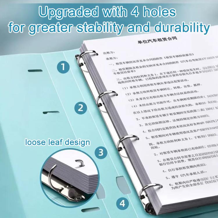 A4 Thickened Four-hole Document Storage Binder Folder, Blue, Pink, Purple, Green, Blue with 50 Pages Inner Pocket, Purple with 50 Pages Inner Pocket, Pink with 50 Pages Inner Pocket, Green with 50 Pages Inner Pocket, Blue with Hole Puncher             ...