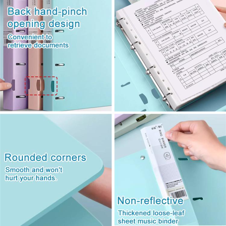 A4 Thickened Four-hole Document Storage Binder Folder, Blue, Pink, Purple, Green, Blue with 50 Pages Inner Pocket, Purple with 50 Pages Inner Pocket, Pink with 50 Pages Inner Pocket, Green with 50 Pages Inner Pocket, Blue with Hole Puncher             ...