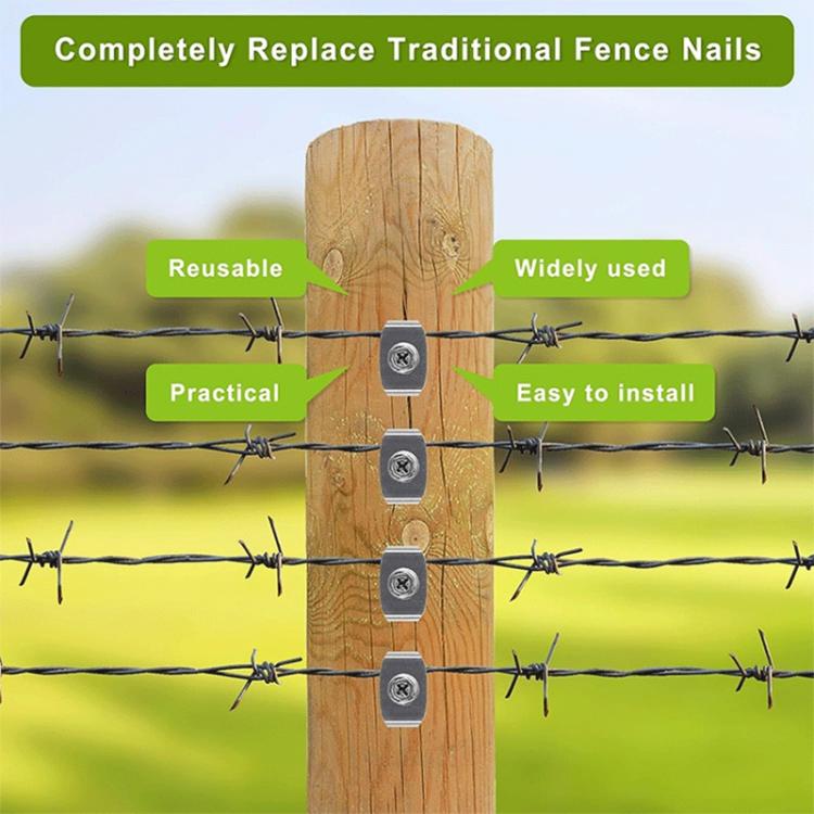 50pcs Reusable Fence Staples Rustproof Metal Fasteners for Garden Farm Wire Fences, FS-24121