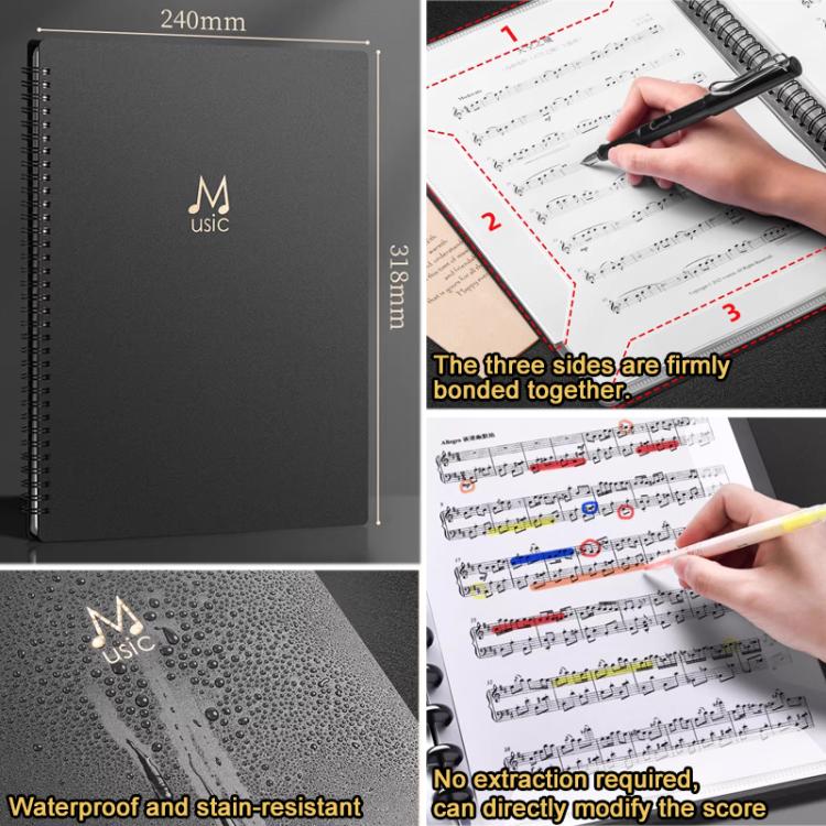A4 Size Mushroom-shaped Button Music Sheet Binder Folder with Index Tabs, Black 20 Pages, Black 30 Pages, Pink 30 Pages, Blue 30 Pages, Pink 30 Pages+Pen+Notebook, Blue 30 Pages+Pen+Notebook, Black 40 Pages, Black 40 Pages+Pen+Notebook                 ...