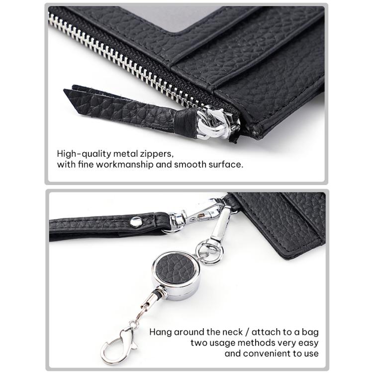 KB175 Easy-pull Buckle Lanyard RFID Document Genuine Leather Card Bag